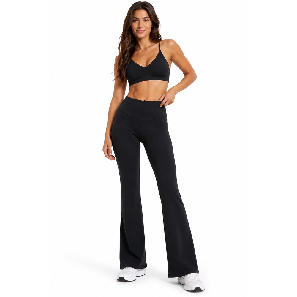Victoria Secret Black Foldover Waist bootcut medium Long 34 Inseam